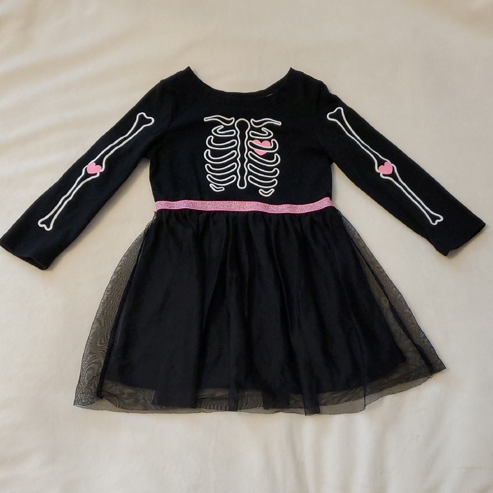 Cat & Jack Skeleton Dress with Pink Accents, 2T